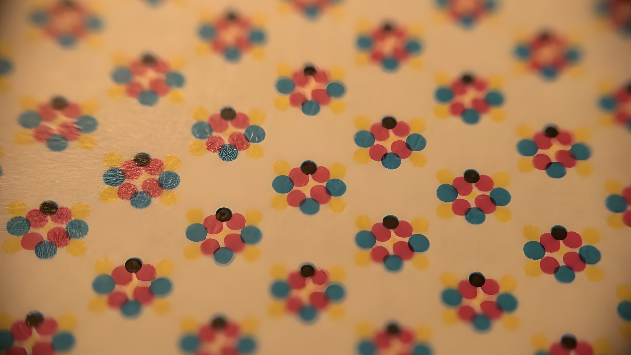 CMYK halftone dots under a printer's loupe