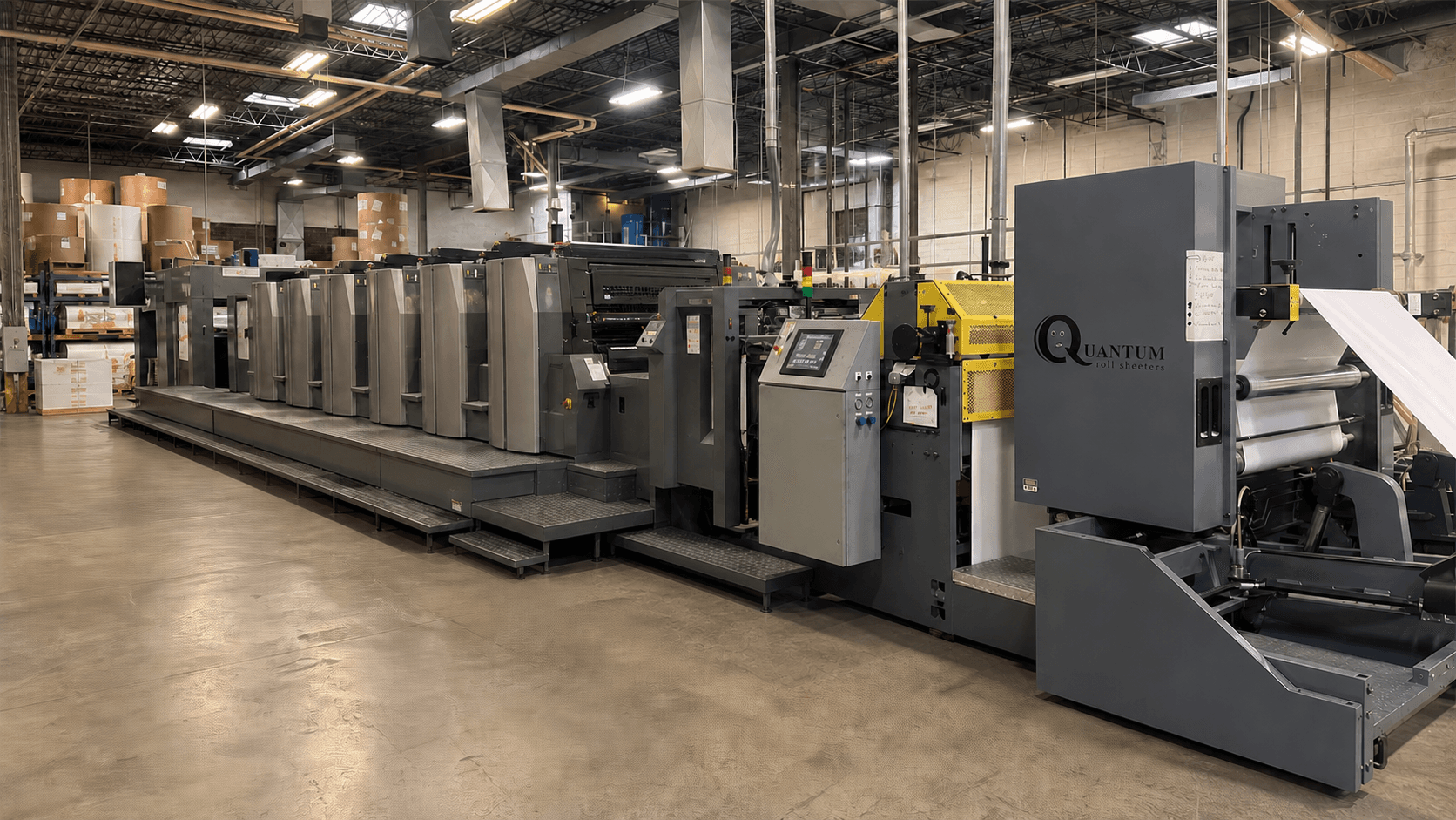 JD Graphic's complete RMGT 920PF-8 offset production line with inline Quantum roll sheeter
